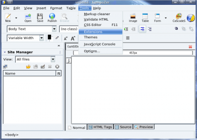 Instalando o editor Kompozer