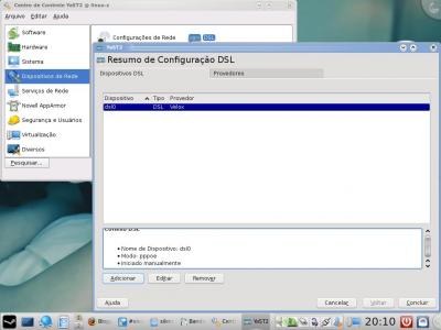 Linux: YaST - nova conexão DSL 